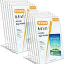 MaxGear Acrylic Sign Holder 8.5 x 11 Inches, Clear Sign Holders Plastic Display Stand Slant Back Countertop Display Picture Frames for Menus, Flyer, Use In Office, Store, 12 Pack
