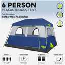 PEAK OUTDOORS Instant Tent 6 Person Tents for Camping, 60 Second Easy Setup Portable Camping Cabin Tent with Rainfly, Waterproof Pop Up Tents for Family Camping & Hiking with Expandable Carry Bag