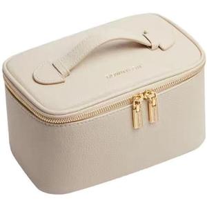 Travel Toiletry Bag Waterproof Storage Bag Cosmetic Bags Portable Pouch Open Make up Organizer with Handle Gift (beige)