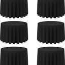 BRILLMAX 6 Pack Black Round Tablecloths 108 Inch for 48 Tables - 150 GSM Polyester Fabric, Floor Length Drop, Water, Stain & Wrinkle Resistant Cloth Cover for Wedding Reception Banquet Dining