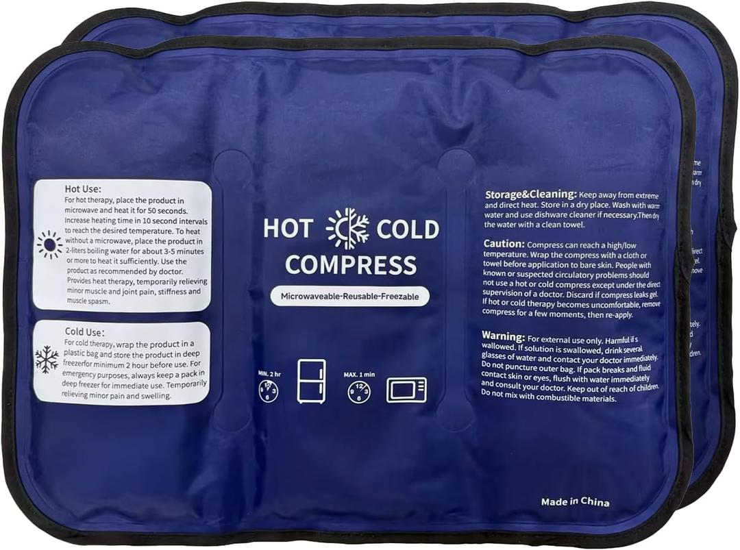 Gel Soft Flexible Ice Pack for Injuries - 2 Pack (Large: 10.5"x14.5") Reusable Hot & Cold Compress for Pain Relief, Freezer Cold Pack for Hip, Shoulder, Knee - Cooling Gel Pad for Swelling, Bruises