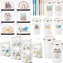 Newtay 24 Pcs/ 6 Sets Social Worker Graduation Gifts Insulated Coffee Mugs with Lids 17oz Makeup Bags PVC Tote with Pens for Social Work Graduation Gift for Bsw Msw Dsw
