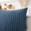 UGASA 14x20 Inch Pillow Cover Pack of 1 Soft Boho Stripe Corduroy Long Rectangular Lumbar Cushion Cover Farmhouse Decorative Throw Pillowcase for Bed, Couch, Sofa, Bedroom, Living Room, Dusty Blue