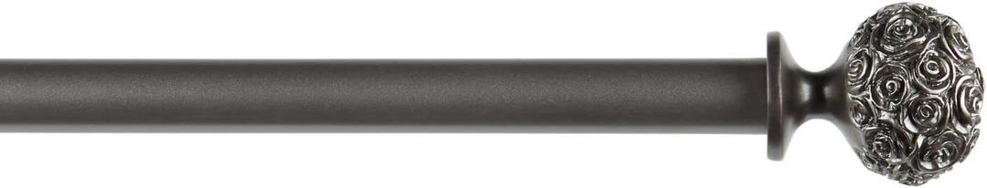 Exclusive Home Curtains Peony 1" Curtain Rod and Coordinating Finial Set, Gunmetal, Adjustable 66"-120"