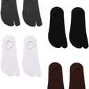 Men -Toed Cotton Socks 4 Pairs Low Cut Crew Socks Breathable Sweat Absorbent Silicone Grip Non-Slip Tabi Socks for Everyday Wear