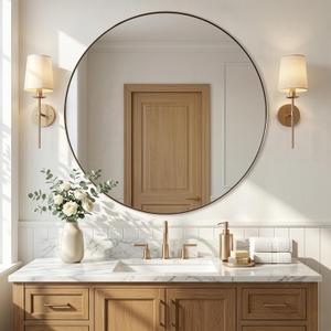 ANDY STAR Champagne Bronze Mirrors, Large Round Mirror, 40 Inch