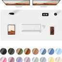 YSAGi Leather Desk Protector, Office Mat, Large Mouse Mat, Non-Slip PU Leather Blotter, Laptop Desk Pad, Waterproof Writing Pad for Office and Home (White, 47.2" x 23.6")