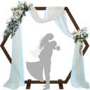 Wedding Arch Backdrop Stand Wooden Wedding Arches for Ceremony, Hexagon Wood Garden Beach Arbor Frame for Wedding Party Decorations (Dark Brown, Heptagon Shape)