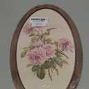 NaZaUK Vintage Floral Cottage Botanical Framed Wall Art Decor, Cottagecore Flower Botanical Oval Wall Hanging, Rustic Pink Rose Wooden Framed Decorations for Bathroom Bedroom (Pink Rose) 9x14.5 in
