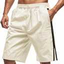TRFIC Mens Casual Summer Beach Shorts Mens Gym Shorts Side Zipper Elastic Waist Drawstring Shorts with Pockets, S