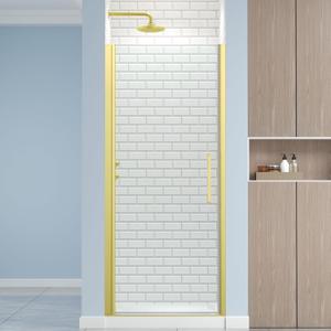 ENSO SENKA Frameless Pivot Shower Door 28.8-30" W X 72" H, 1/4" (6mm) Clear SGCC Tempered Glass, Hinged Pivot Swing Shower Door, Reversible Installation, Easy to Clean, Brushed Gold