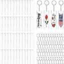 Acrylic Keychain Blanks,144Pcs Clear Keychains Set Including 48 Pcs Rectangle Clear Acrylic Ornament Blanks (2 x 8cm) 48 Pcs Key Rings with Chain and 48 Pcs Jump Rings for Vinyl Crafting DIY