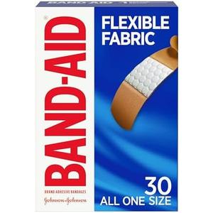Band-Aid Brand Flexible Fabric Adhesive Bandages, Comfortable Flexible Protection & Wound Care of Minor Cuts & Scrapes, Quilt-Aid Technology to Cushion Painful Wounds, All One Size, 30 ct