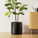 LE TAUCI 12 Inch Pot for Plants, Ceramic Planters for Indoor Plants, Mid-Century Modern Cylinder Flower Pots with Drainage Hole, Fits Fiddle Leaf Fig & Monstera, Home Decor, Black
