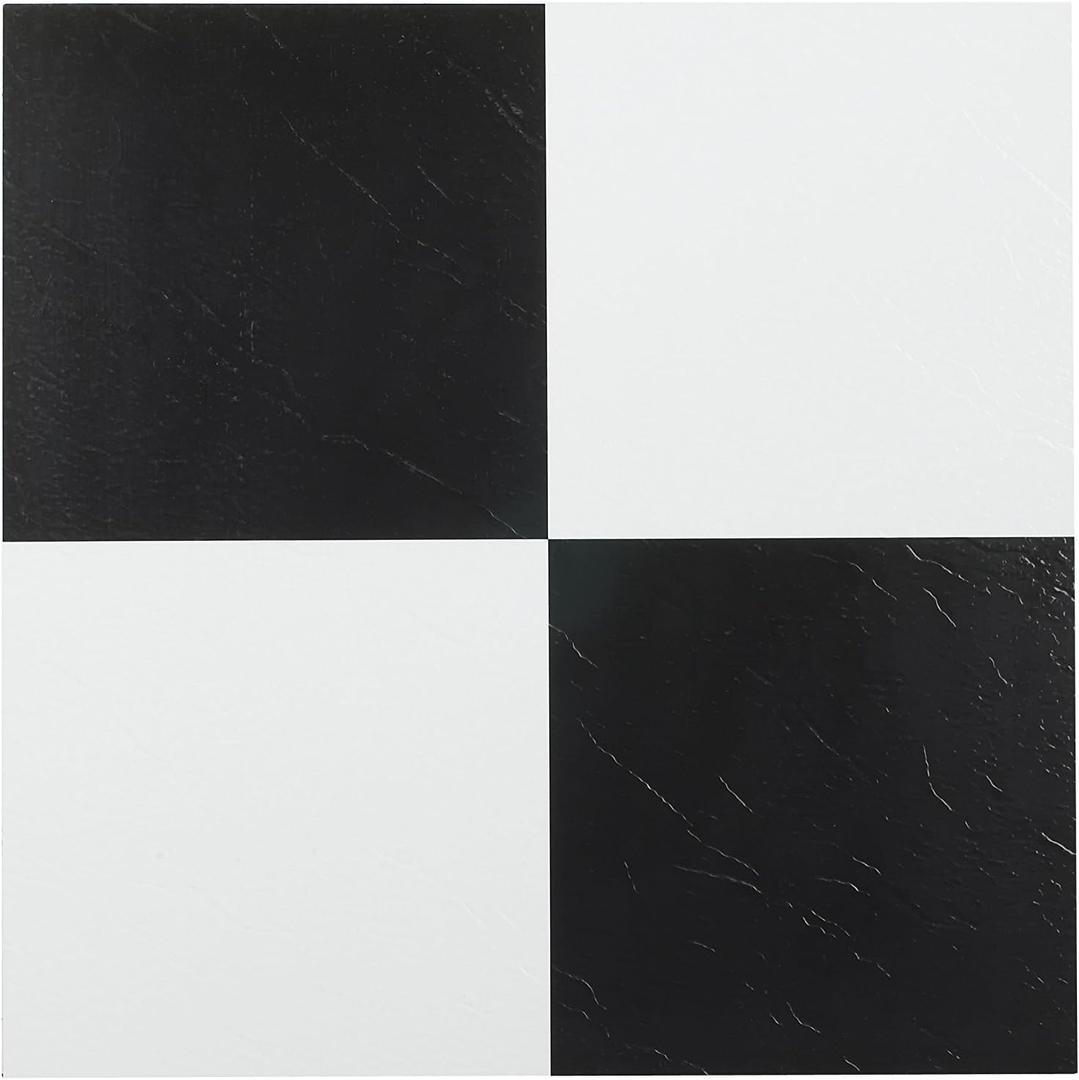 Achim Home Furnishings FTVSO10320 Nexus 12-Inch Vinyl Tile, Solid Black and White, Pack of 20