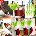 Norme 12 Pcs Christmas Tree Decorations 15.7 Inch Lime Green Furry Christmas Tree Topper Picks with Small Red Ball Vase Filler Picks Decor Ornaments for Table Mantle Gift Wrap Xmas Holiday Decor