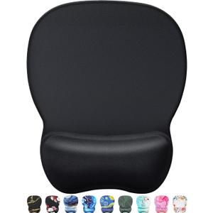 MROCO Ergonomic Mouse Pad with Gel Wrist Rest, Comfortable Mousepad with Smooth Wrist Support Surface and Non-Slip PU Base for Pain Relief, Computer, Laptop, Office & Home, 9.4 x 8.1 in, Black Color