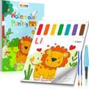 TECJOE Paint with Water Coloring Books for Toddlers, A to Z 26 Pages Animal Watercolor Paint Set with 3 Brushes, Mess Free Painting Activity for Kids Ages 4 5 6 7 8, Christmas Gifts Arts & Crafts Toy