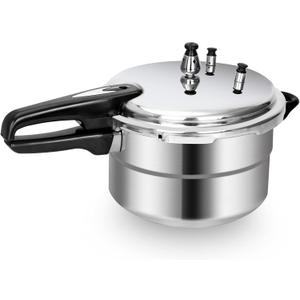 BreeRainz 5.3 Qt Stovetop Pressure Cooker & Canner, 10 PSI Induction Compatible Aluminum Pressure Canning Pot, Fast Cooking 70% Faster, Safe Triple Valve System, for Home & Small Kitchens