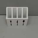 Farmlyn Creek Small Wooden Utensil Holder with 5 Slots for Fork, Knife, and Spoons, Silverware Holder for Countertop, Kitchen Organization, Home, RV, Camper, and Office (White, 7x5.25x6.5 in)