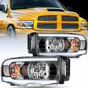 Nilight Headlights Assembly Led DRL for 2002-2005 Dodge Ram 1500/03 04 05 Dodge Ram 2500 3500 Headlamp,Black Housing+ Clear Reflector