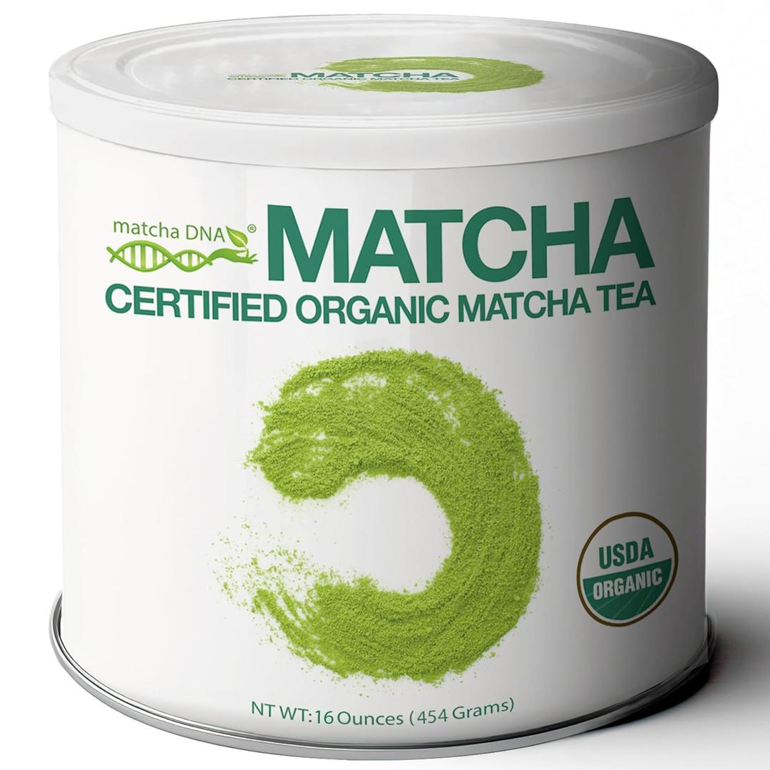 MATCHA DNA Certified Organic Matcha Green Tea Powder (16 oz TIN CAN) (Organic Matcha Green Tea (16 oz))