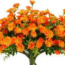 alyptus 8 Bundles Artificial Flowers for Outdoors Faux Mums UV Resistant Plastic Fall Plants Fake Greenery Orange Daisy Bulk for Home Gardenr Window Box Pathway Plante Wedding Decor (Orange)