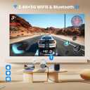 Mini Portable Projector 4K WiFi 6 BT 5.2 Upgraded Portable Projector Full HD Supported for Phone /PC /TV /HDMI /PS5 /Laptop Auto Keystone Home Theater 180° Rotation [Built-in App] White