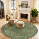 4ft Round Bedroom Rug Washable: Living Room Rug Stain Resistant Non Slip Low Pile Small Area Rugs for Bedroom Kitchen Entryway Living Room Bedside Office Dorm Kids Room Entrance Nursery Home Office