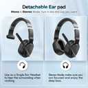 COSMUSIS Trucker Bluetooth Headset, Wireless Headsets with Noise Cancelling Microphone, Long Battery Life Bluetooth Headphones with Detachable Earpad/Single+Dual Mode for Office/Driving/Home