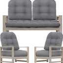 Wenqik 7 Pcs Outdoor Wicker Chair Cushions Set with 1 Loveseat 44 x 19 in Weatherproof & 6 U Shaped Cushions for Wicker Patio Furniture Porch Swing Bench Seat Sofa Couch(Gray)