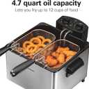 Hamilton Beach Electric Deep Fryer with 2 Baskets and Lid, 4.5 Liters / 19 Cups Oil Capacity, Temperature Control, View Window, Professional Style, 1800 Watts, Stainless Steel (35036)