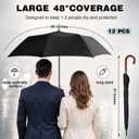 Silkfly 12 Pcs 48'' Auto Open Stick Umbrella for Rain Black