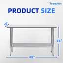 Treshin Stainless Steel Table 18" X 48" | Commercial Heavy Duty Prep & Work Table with Undershelf for Kitchen, Restaurant, Home, Hotel