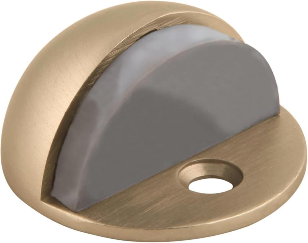 Dome Door Stop Wall Protectors with Rubber Stopper Satin Brass Floor Mounted Door Stoppers 10-Pack Design House, 188342