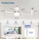 OOWOLF Ceiling Fan with Light and Remote, Low Profile Flush Mount Bladeless Ceiling Fan, 3 Color 3000-5000K, Dimmable LED Light, 3 Wind Speeds, Timer & Memory Function, Quiet Small Ceiling Fan 20.5"