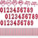 Shihanee 84 Pcs Birthday Cake Toppers Decorations Long Thin Metallic Birthday Candles Bulk Number Candles 0-9 DIY Cake Decor for Wedding Anniversary Party(Red)