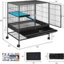DWVO 2-Tiers Small Animal Cage with Wheels, Indoor Cage for Ferrets, Chinchillas, Guinea Pigs, Large Hamsters, Rabbits, Hedgehogs