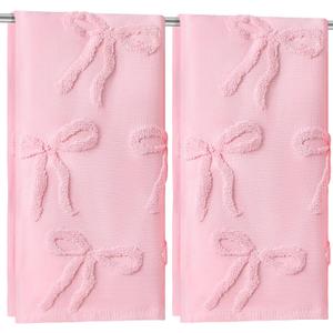 FuWeave 2 Pcs Pink Hand Towels for Bathroom Coquette Bow Hand Towels 100% Cotton Absorbent Decorative Jacquard Weave Bath Decor Preppy Bathroom Decor Gift, 13.7 x 29.5 Inch