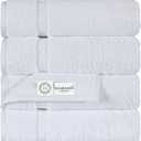 SALBAKOS 100% Turkish Cotton Bath Towels | 4 Piece Turkish Bath Towels White 27x54 Standard Size | Premium Hotel Quality, Super Absorbent, Thick, Plush Turkish Towel - Made in Turkey (White Pack of 4)
