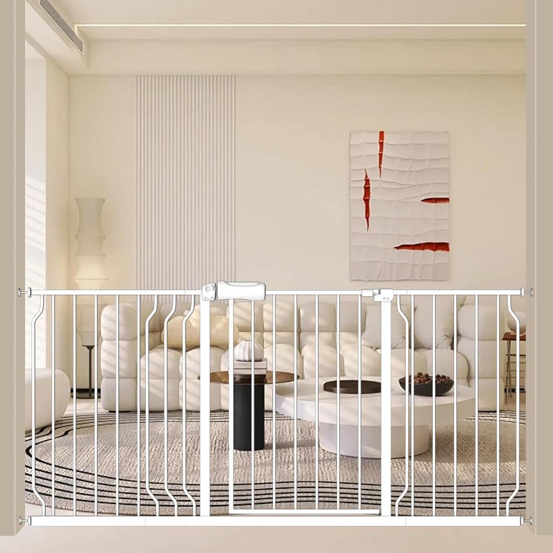 ALLAIBB Extra Wide Pressure Mount Baby Gate Auto Close Metal Child Dog Pet Safety Gates with Walk Through for Stairs,Doorways,Kitchen and Living Room (62.02-66.93"/158-170cm)