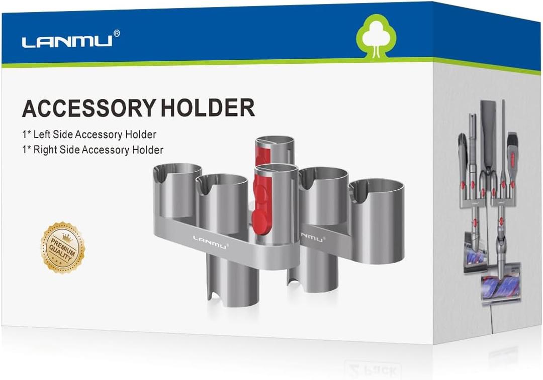 LANMU Accessory Holder Compatible with Dyson V15 V12 V11 V10 V8 V7 Outsize Gen5 Cordless Stick Vacuum Cleaner, Drill Free Docking Station Attachments Organizer, Fit Accessories and Parts Storage