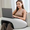 Reading Pillow, Lap Desk Pillow for Adult, Memory Foam Gaming Pillow for Arm Support, Arm Rest Pillow for Working, Back Pillow for Crocheting, Playing Game or Siting in Bed, Floor, Sofa (Grey&grey)