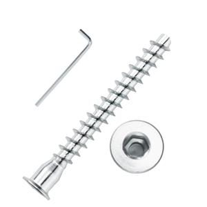 Confirmat Screws, 100 PCs M6.3 x 40mm, Hex Socket Drive Countersunk Self-Tapping Furniture Connecting Screw Set Carbon Steel Zinc Plated (Silver)