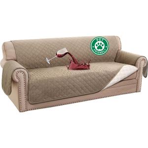 Turquoize 100% Waterproof Couch Covers for 3 Cushion Sofa Pet Friendly Cover for Dogs Washable Couch Protector Triple Non-Slip Furniture Cover for Pets, Kids (Sofa 70", Khaki)
