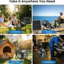 16'' Solar Powered Fan with 35W Solar Panel, Rechargeable Battery Operated Floor Fan with 23FT Cable, Cordless Portable Outdoor Fans for Home, Camping, Chicken Coop, Greenhouse, Power Outages