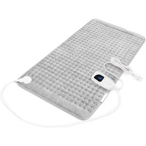 Deepsoon Heating Pad,Electric Heating Pads for Back,Neck,Abdomen,Moist Heating Pad for Shoulder,Knee,Arms,Legs,Dry/Moist Heat & Auto Shut Off,Christmas Gifts for Men and Women,Light Gray,33x17 Inch