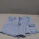HTD Women's Casual Denim Skorts Skirts with Pockets (Medium, Light Blue)