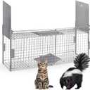 Squirrel Trap 32in - Live Animal Cage with Dual-Door Metal Cage Trap Up to 13Pounds, Large Humane Cat Trap for Outside(31.5 * 10 * 9.44in)