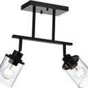 Yaohong 2-Light Kitchen Track Light Fixtures Ceiling Vanity Lights Black, Bathroom Track Lighting Kit with Ajustable Heads, Modern Wall Ceiling Tracking Light for Hallway Shop